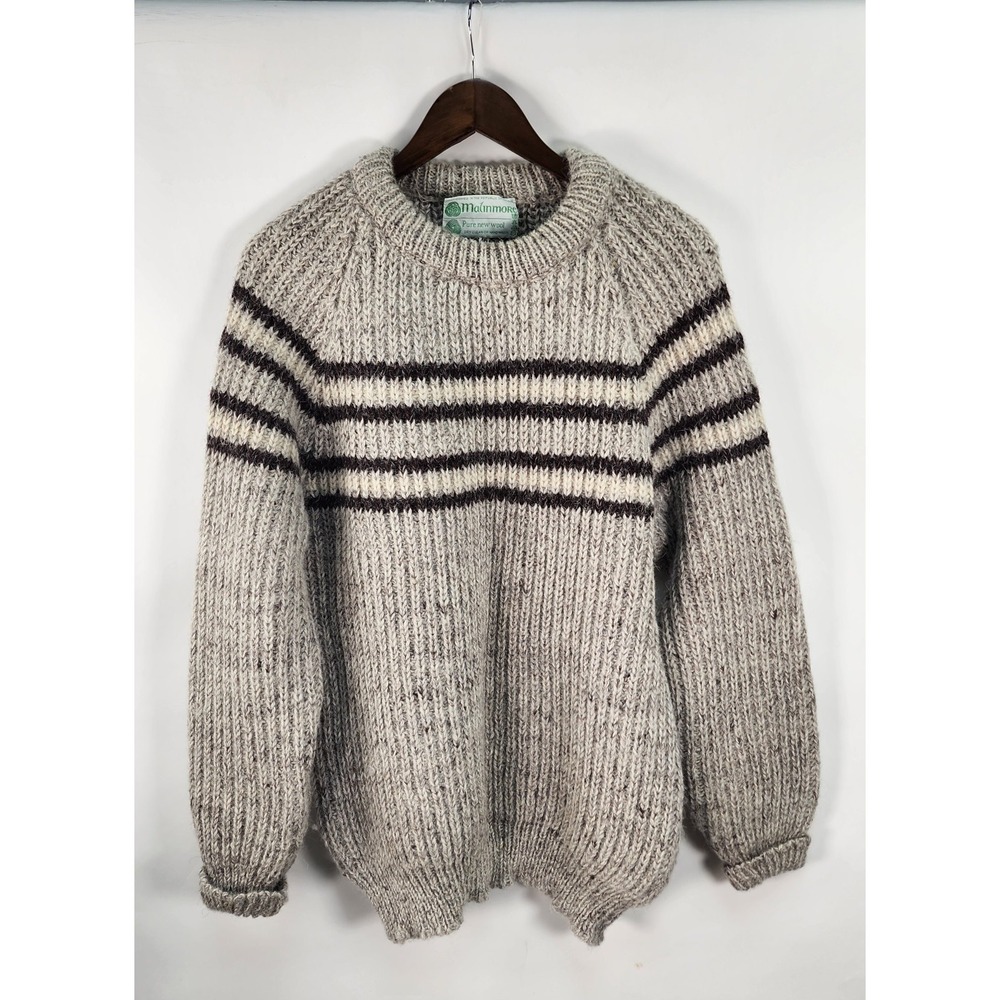 Malinmore Pure New Wool Sweater Men's 46/S Crewneck Fisherman